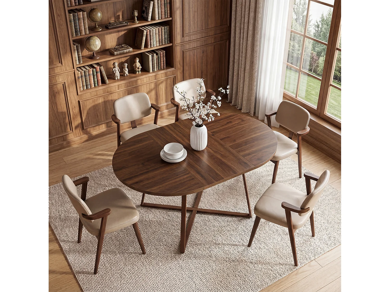 Mesa de Jantar Oval, Mesa de Jantar Moderna para 4-6 Pessoas em Espaço Pequeno (apenas a mesa)