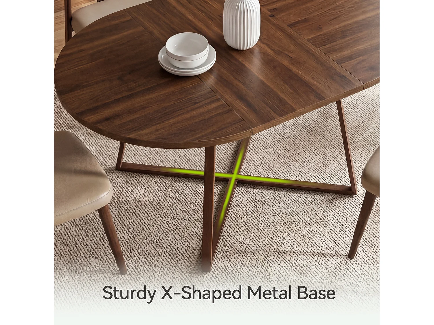 Mesa de Jantar Oval, Mesa de Jantar Moderna para 4-6 Pessoas em Espaço Pequeno (apenas a mesa)