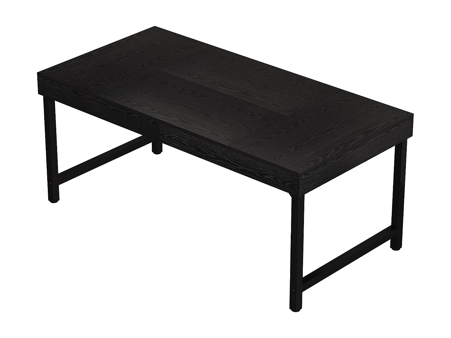 Table de salle à manger de style campagnard pour 4 à 6 personnes, 140 cm, rectangulaire, noire.