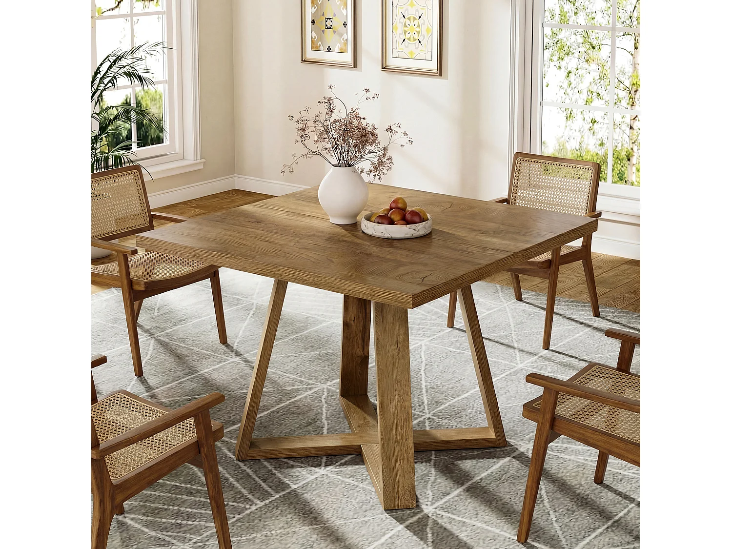 Table de salle à manger carrée pour 2 à 4 personnes, table de cuisine de style campagnard de 80 cm