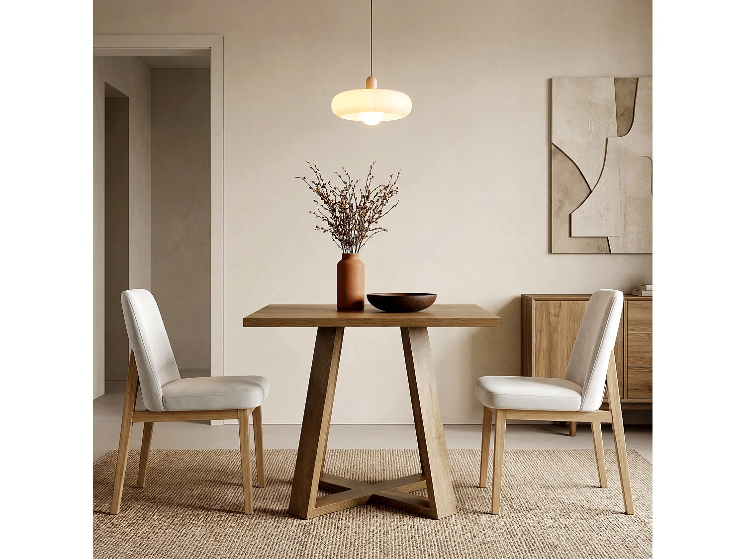 Table de salle à manger carrée pour 2 à 4 personnes, table de cuisine de style campagnard de 80 cm