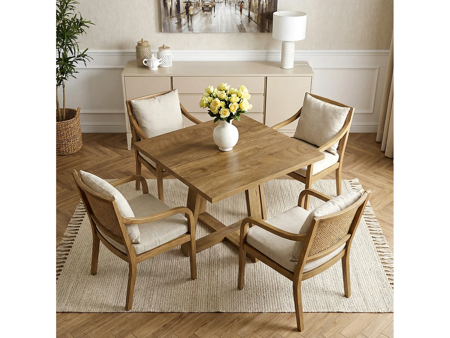 Table de salle à manger carrée pour 2 à 4 personnes, table de cuisine de style campagnard de 80 cm