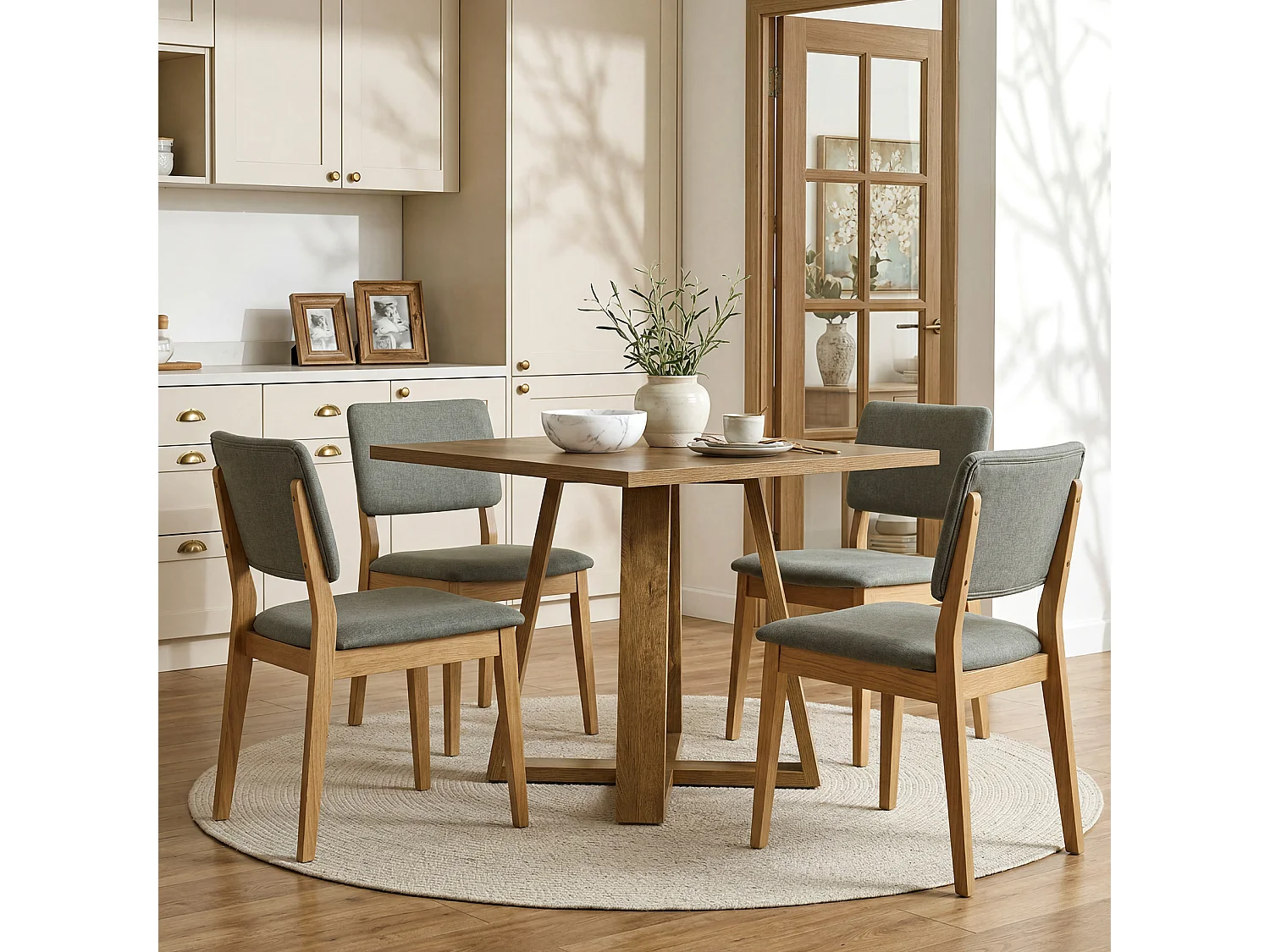 Table de salle à manger carrée pour 2 à 4 personnes, table de cuisine de style campagnard de 80 cm