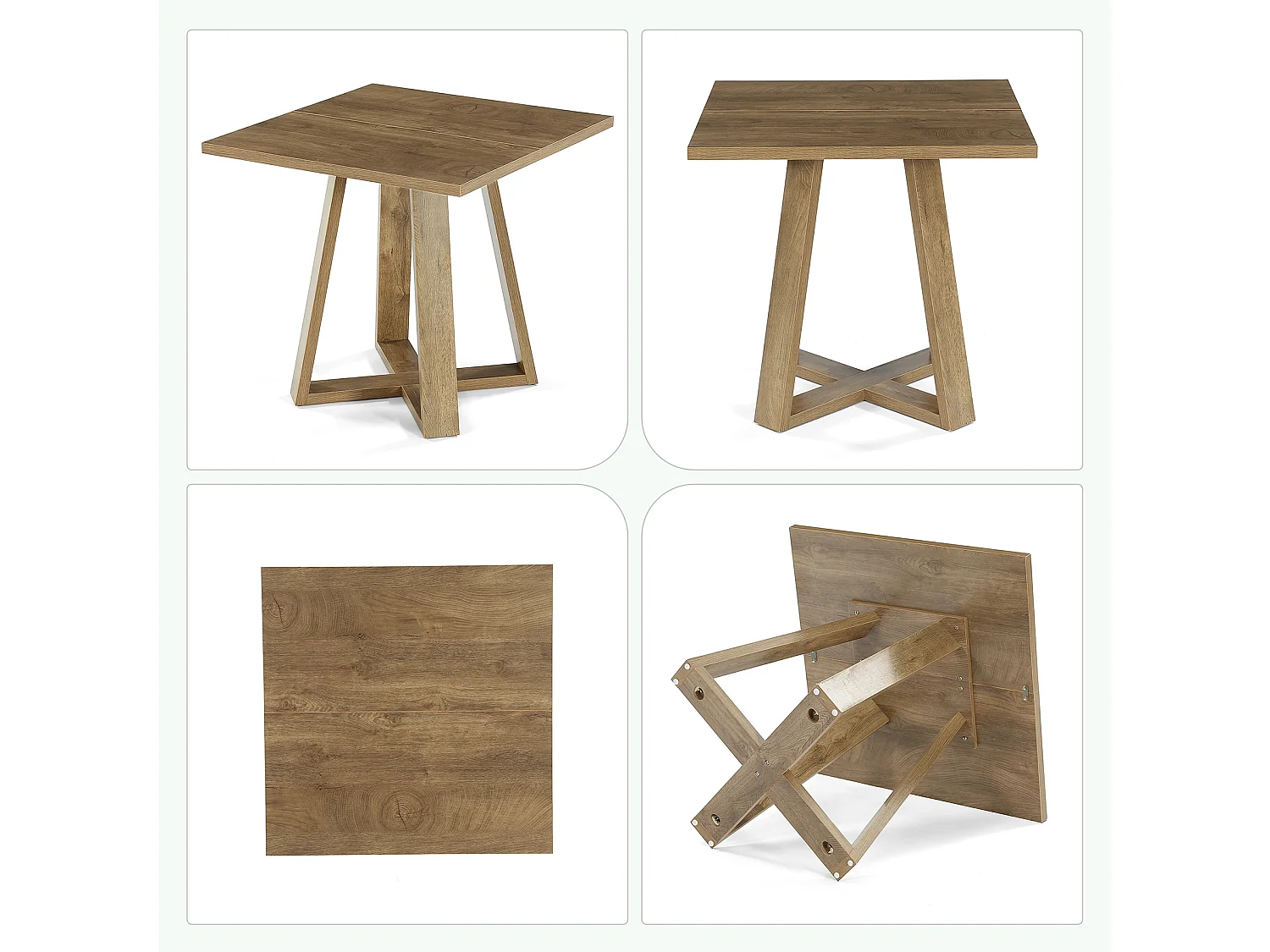 Table de salle à manger carrée pour 2 à 4 personnes, table de cuisine de style campagnard de 80 cm