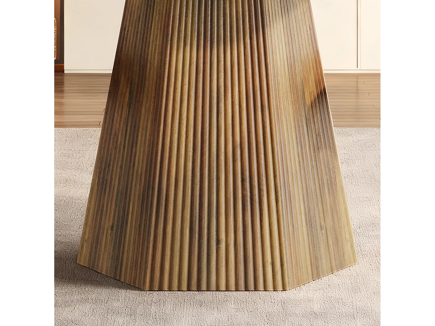 Table de salle à manger carrée pour 4 personnes, 80 cm, avec pied central robuste.