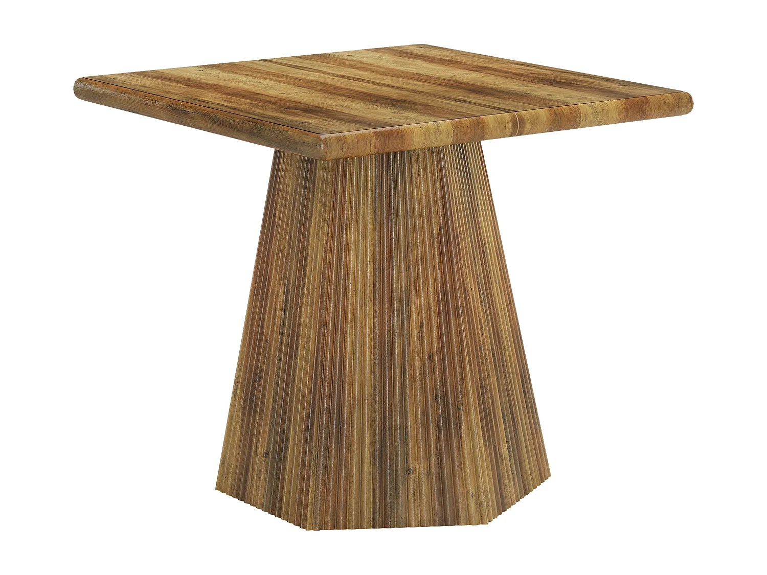 Table de salle à manger carrée pour 4 personnes, 80 cm, avec pied central robuste.