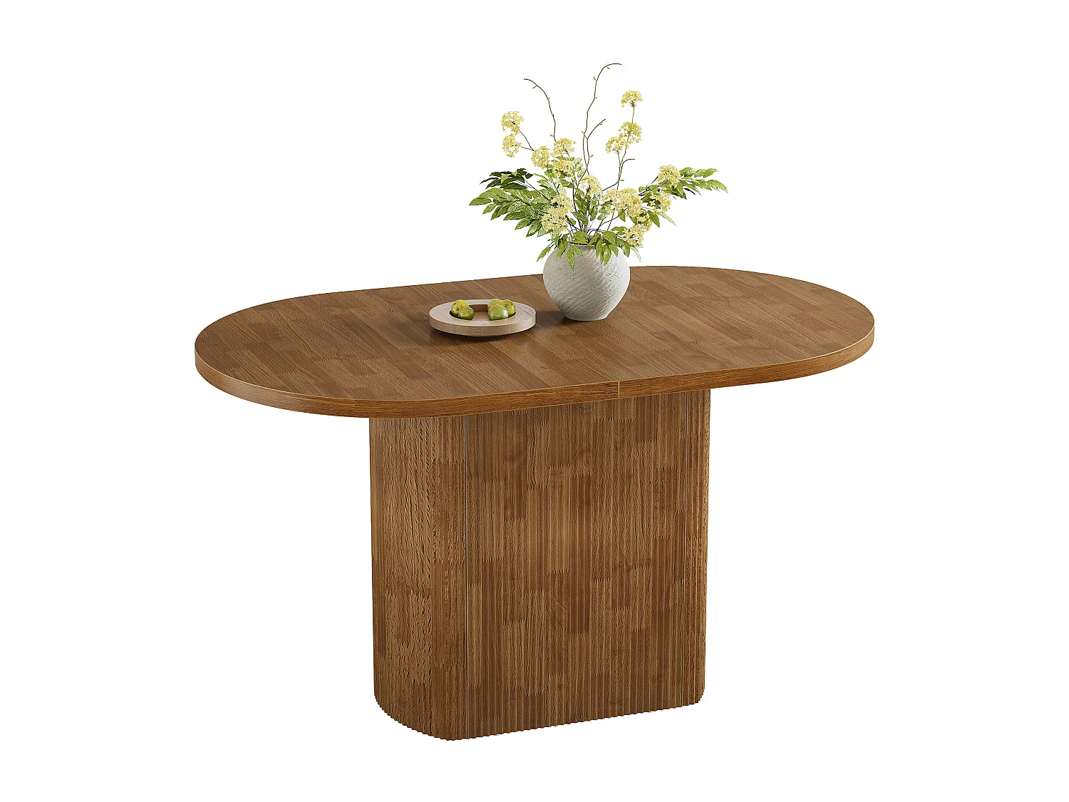 Mesa de jantar oval de 120cm para sala de jantar doméstica, mesa de cozinha rústica com base para 4 pessoas