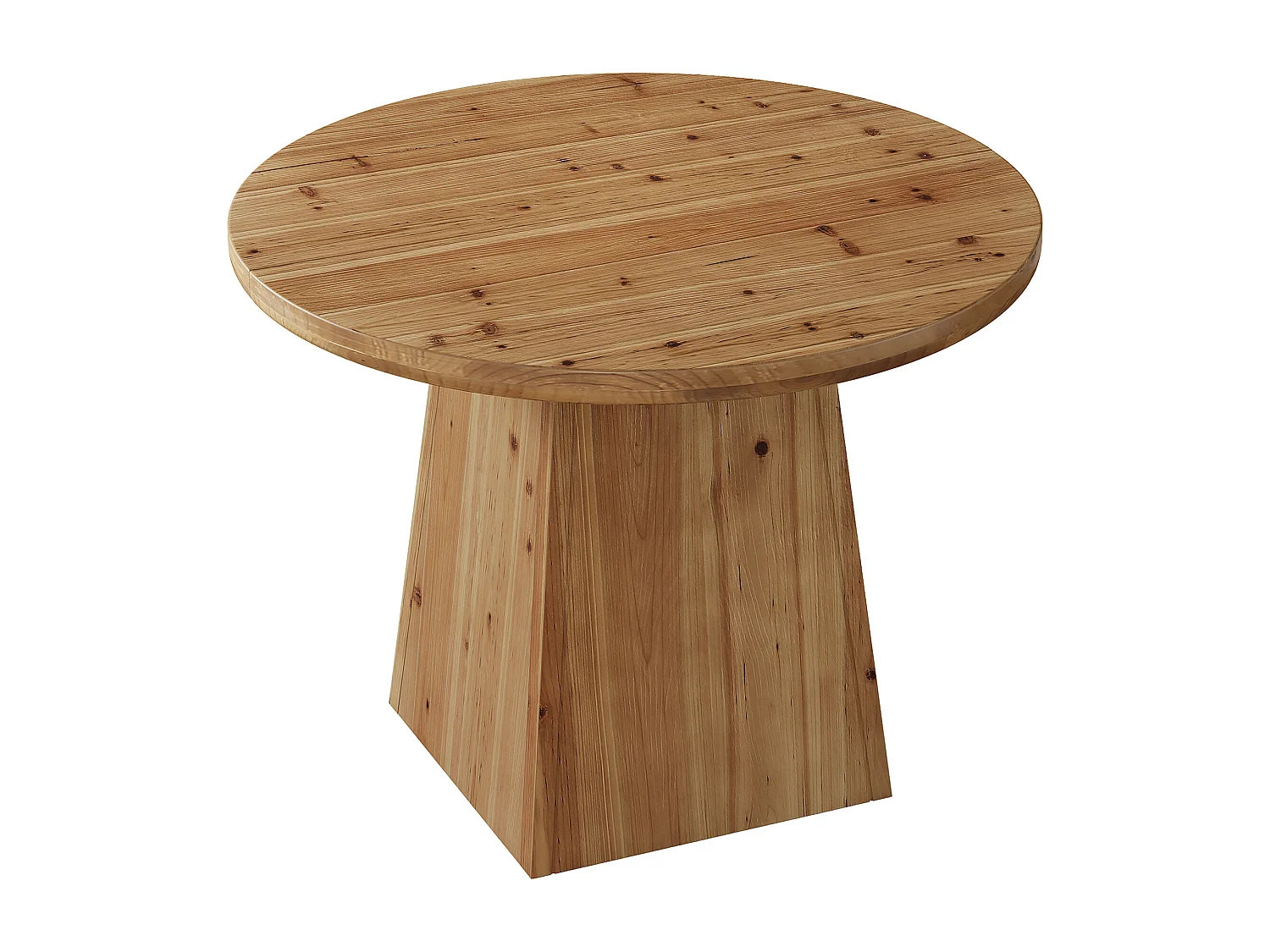 Table de salle à manger ronde en bois massif pour 4 personnes, petite table de cuisine ronde avec plateau épais et pied central robuste