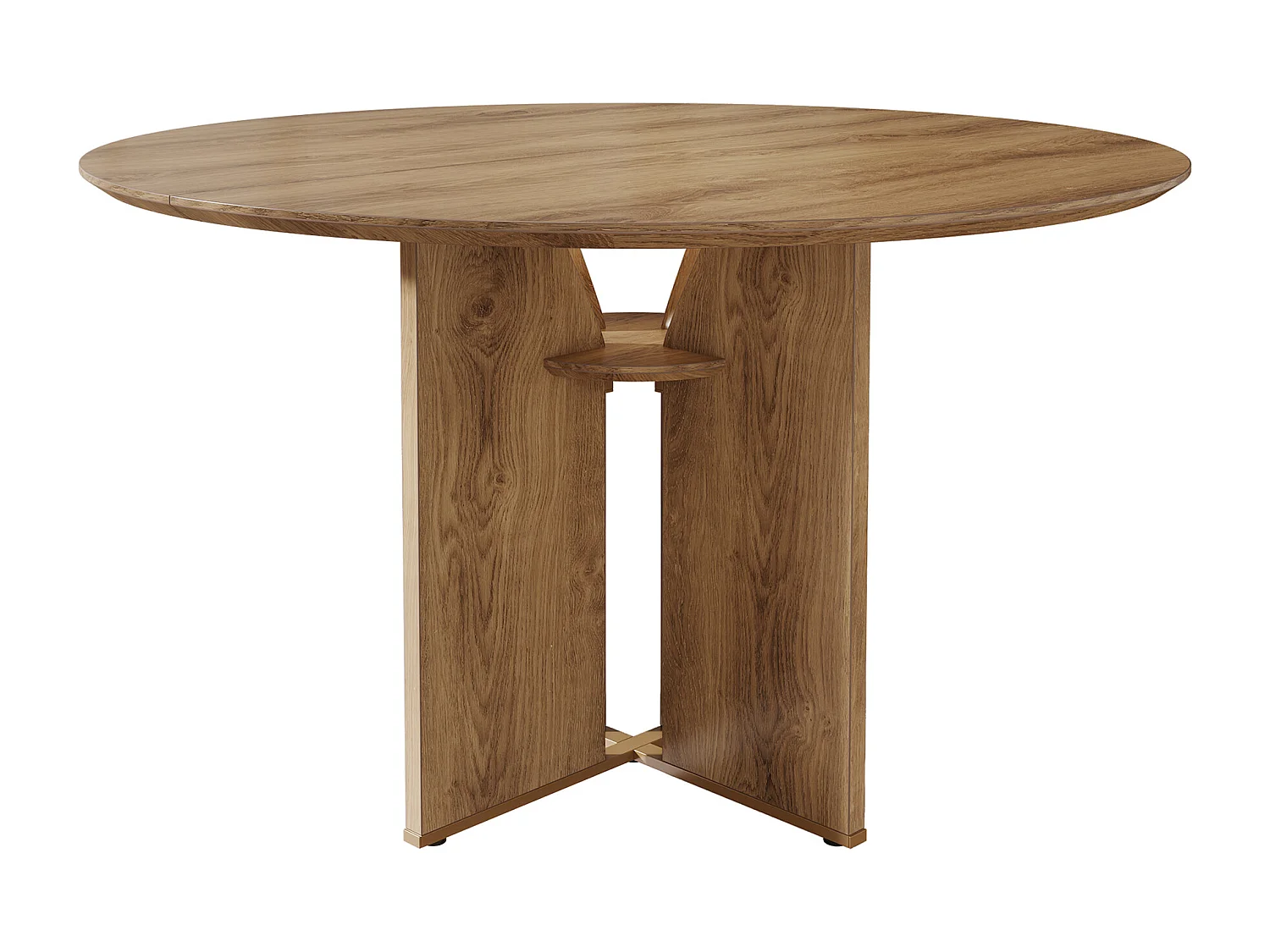 Table de salle à manger ronde pour 4 personnes, 100 cm, style campagnard, avec étagère de rangement