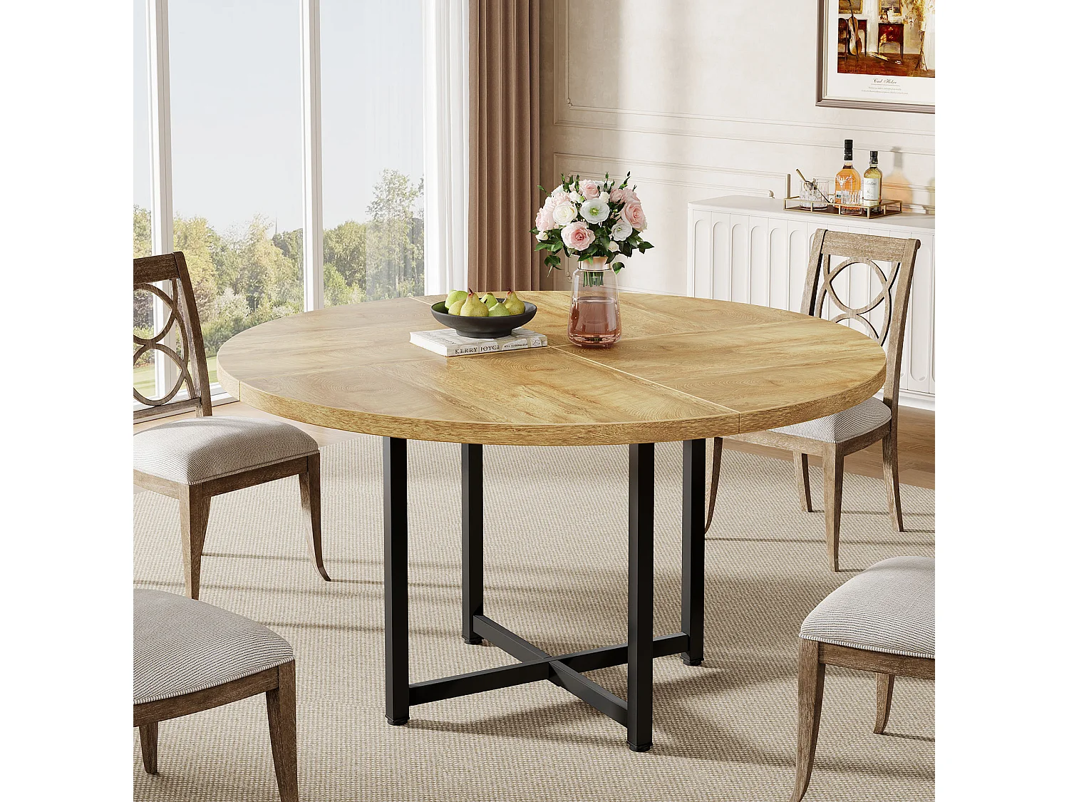 Ronde eettafel van 120 cm - Landelijke keukentafel (alleen tafel)