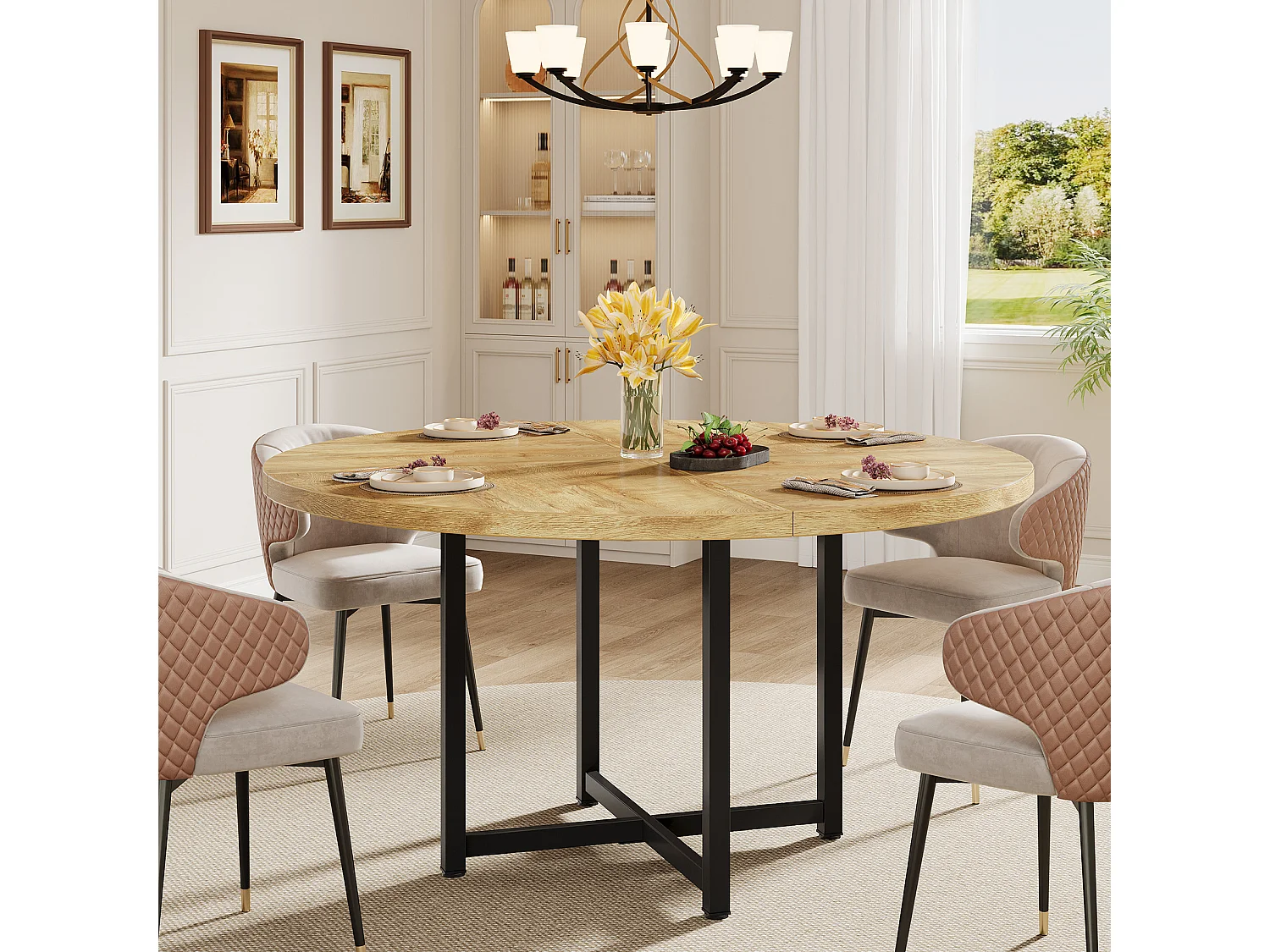 Ronde eettafel van 120 cm - Landelijke keukentafel (alleen tafel)