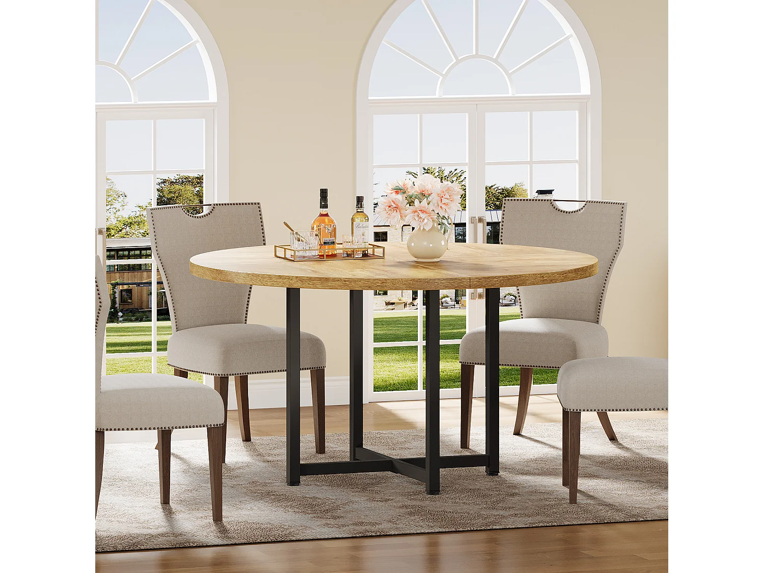 Ronde eettafel van 120 cm - Landelijke keukentafel (alleen tafel)