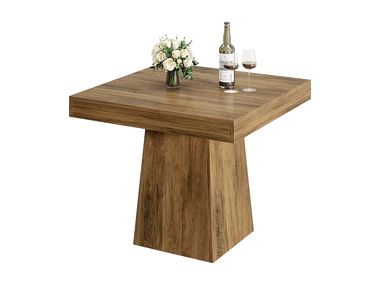 Table de salle à manger carrée pour 4 personnes, table de cuisine de 80 cm, petite table avec pied central robuste