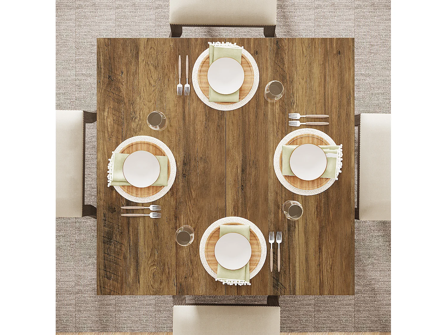 Table de salle à manger carrée pour 4 personnes, table de cuisine de 80 cm, petite table avec pied central robuste