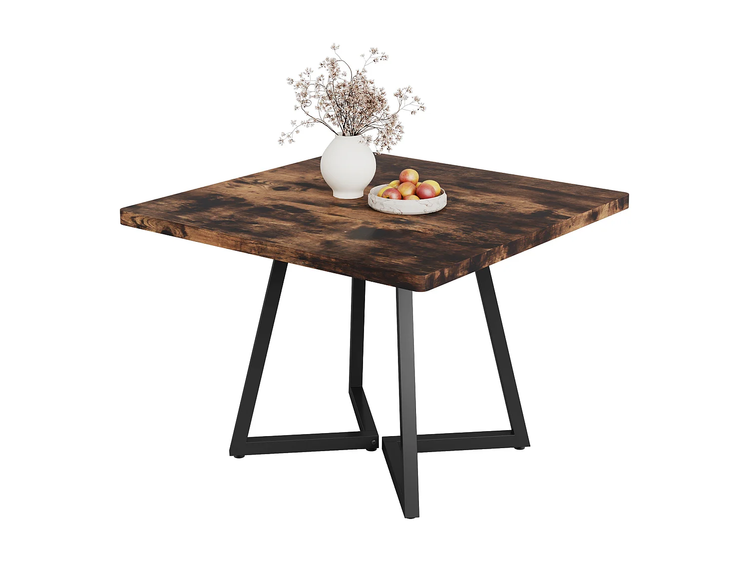 Table de salle à manger pour 4 personnes, style industriel, structure métallique robuste, 80 x 80 x 75 cm