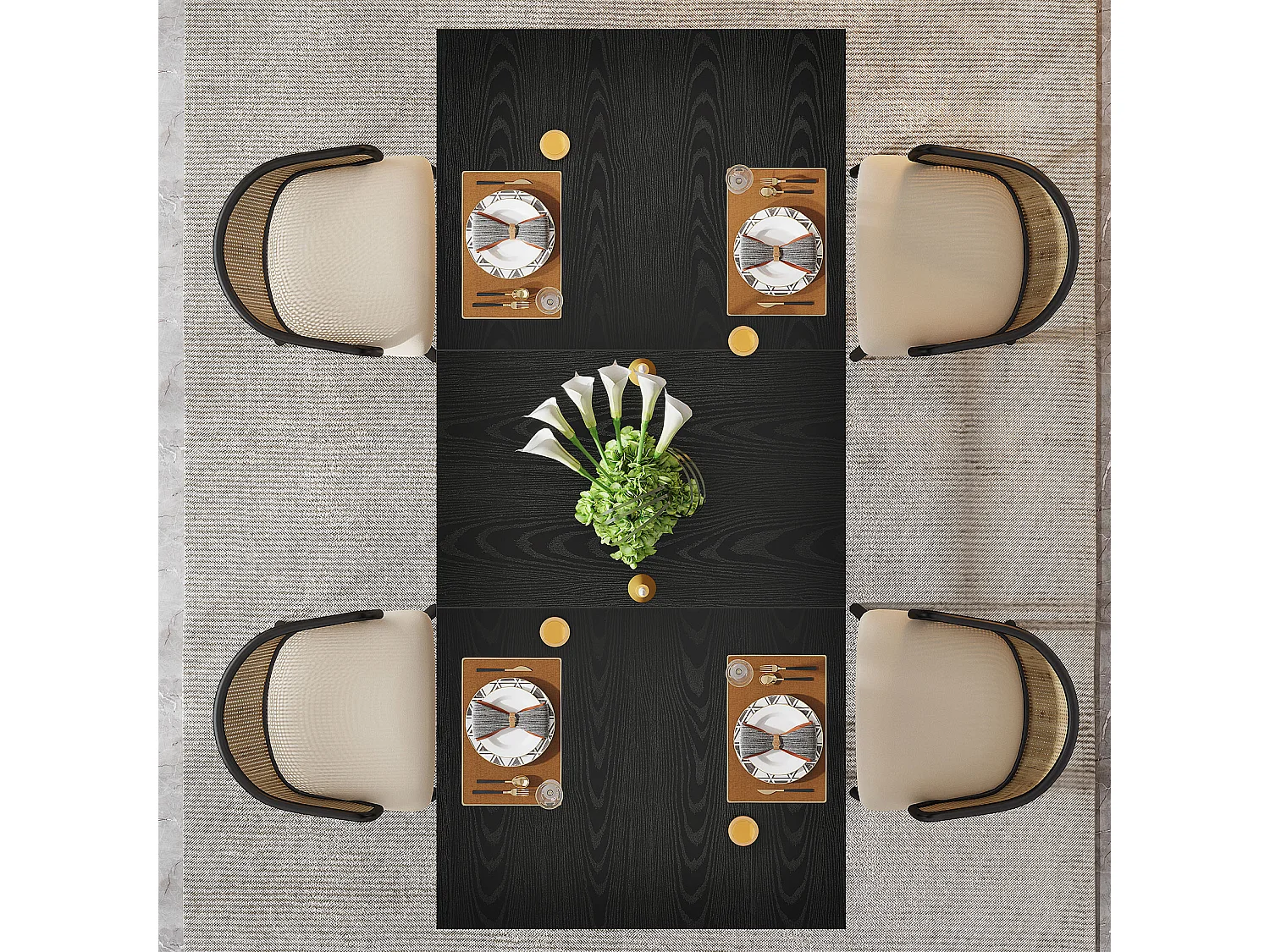 Table de salle à manger rectangulaire de 160 cm pour 4 à 6 personnes, tables de cuisine modernes avec élégants pieds en métal de style tréteau