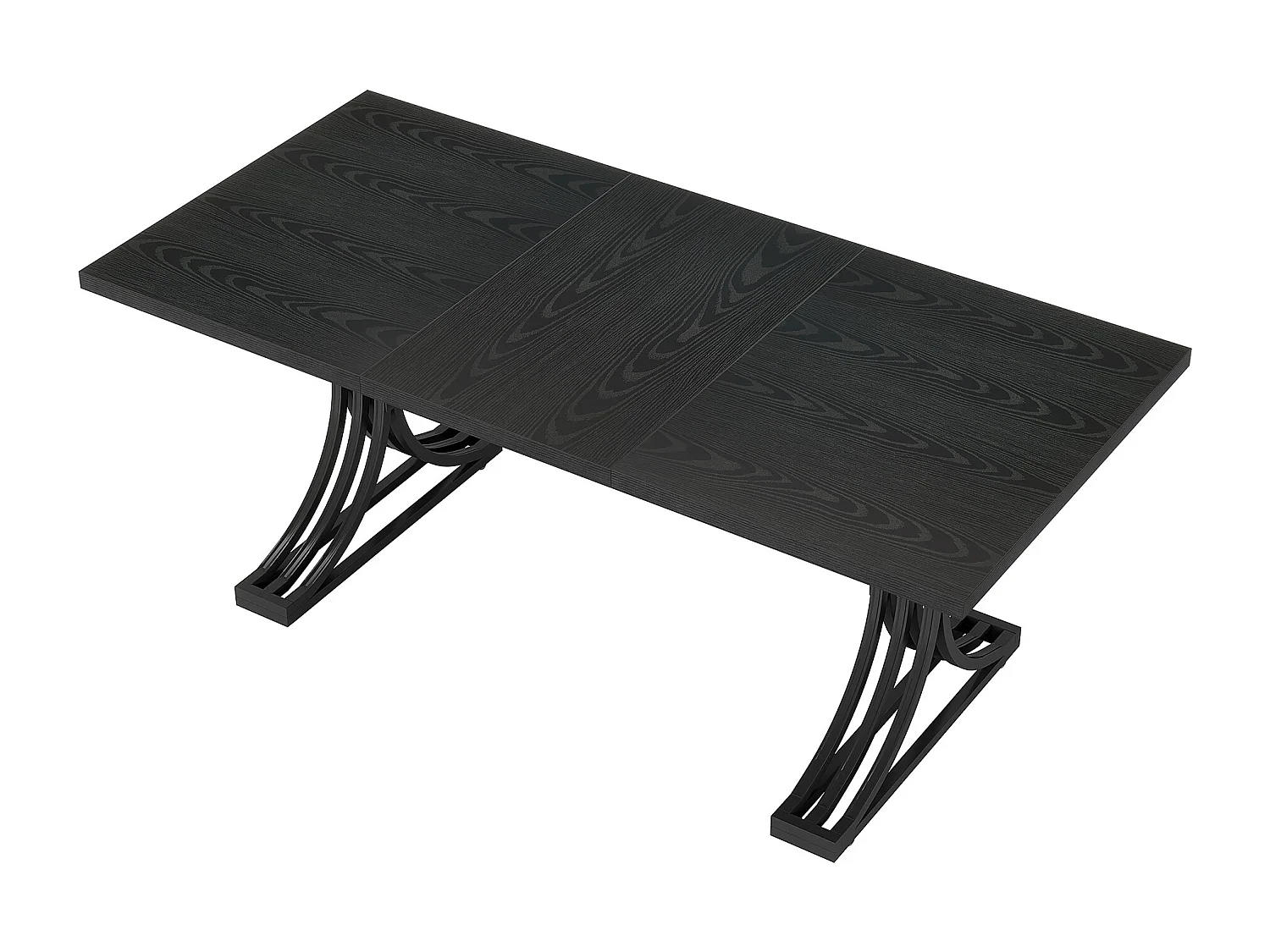 Table de salle à manger rectangulaire de 160 cm pour 4 à 6 personnes, tables de cuisine modernes avec élégants pieds en métal de style tréteau