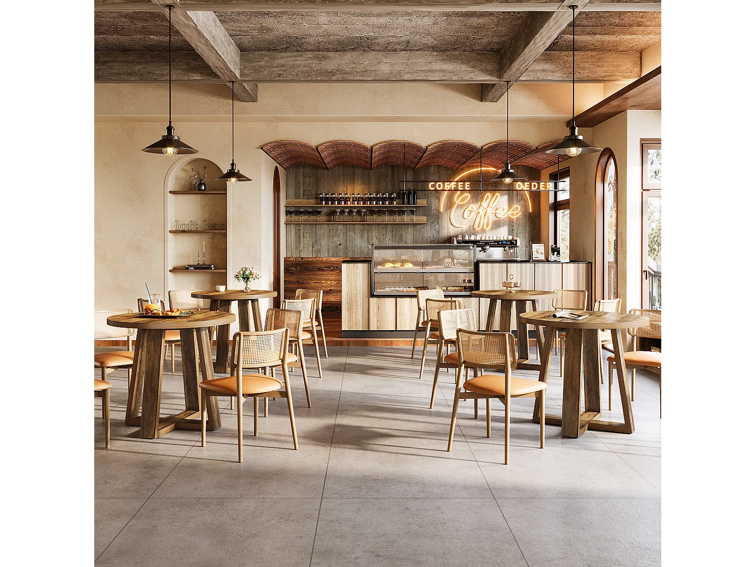 Petite table ronde à manger, table de cuisine de style campagnard de 80 cm pour 2 à 4 personnes