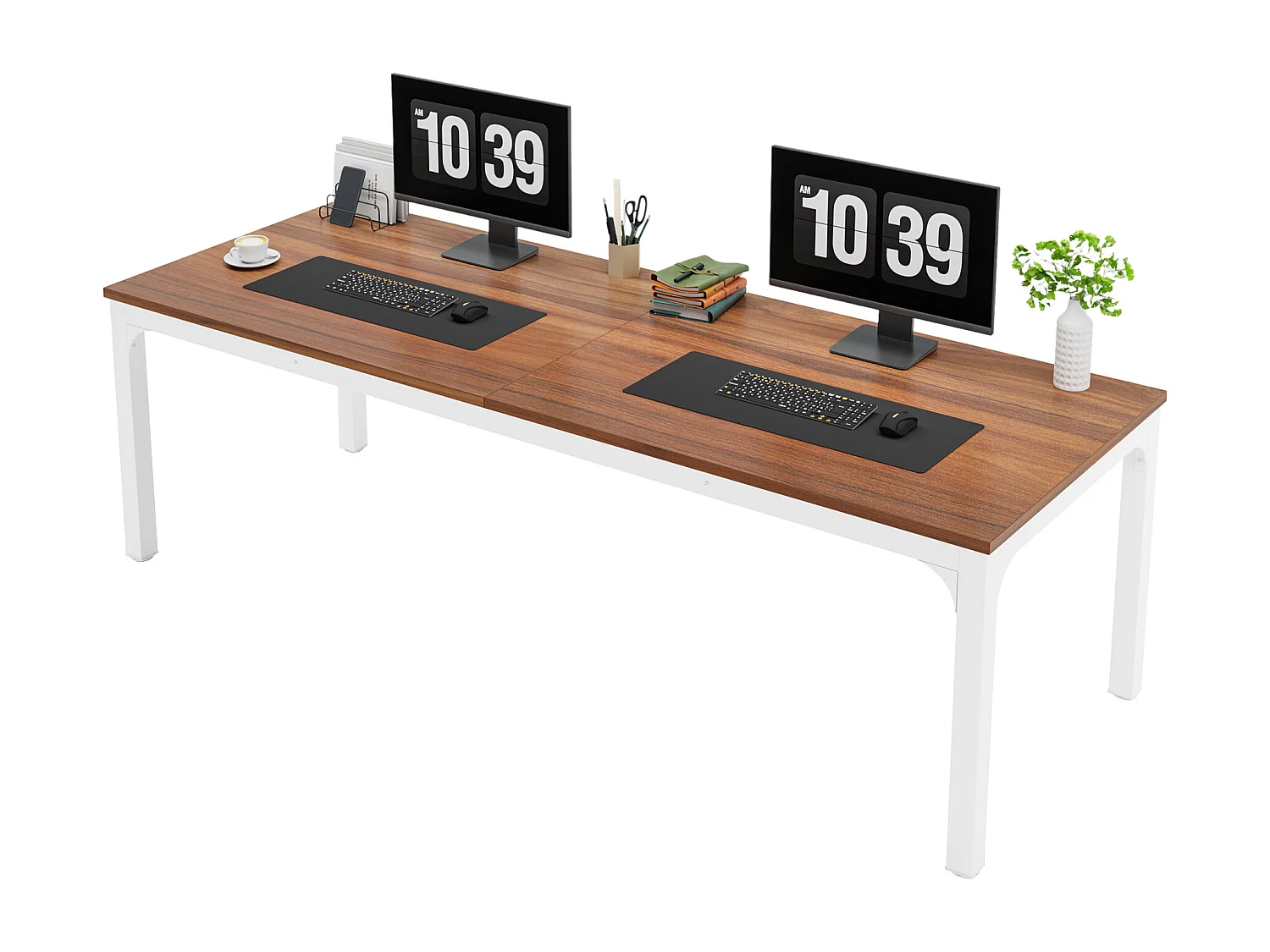 Scrivania per ufficio domestico a 2 posti, scrivania moderna extra lunga da 200 cm, doppia postazione di lavoro per ufficio in casa