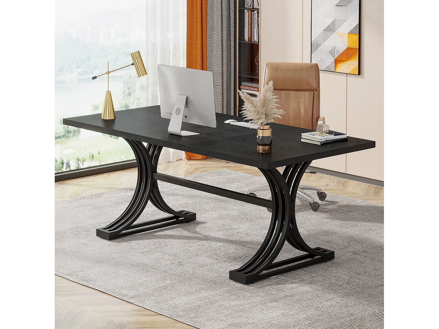 Bureau de 160 cm pour bureau à domicile, bureau de direction moderne, poste de travail informatique