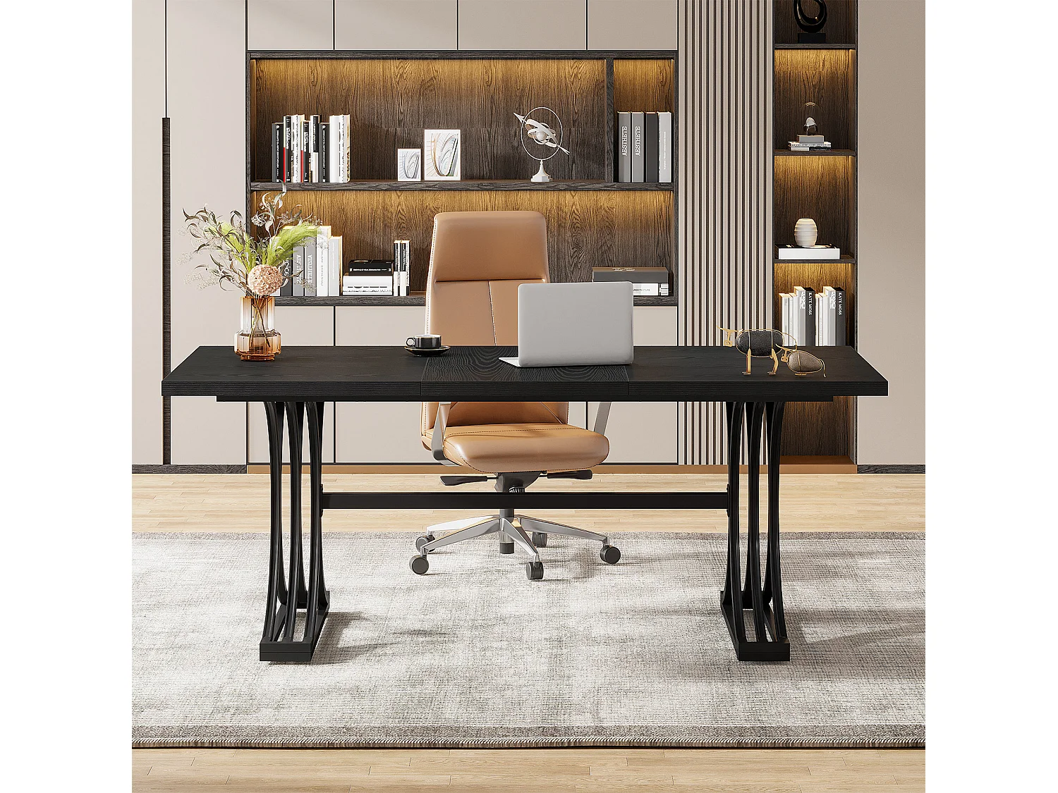 Bureau de 160 cm pour bureau à domicile, bureau de direction moderne, poste de travail informatique