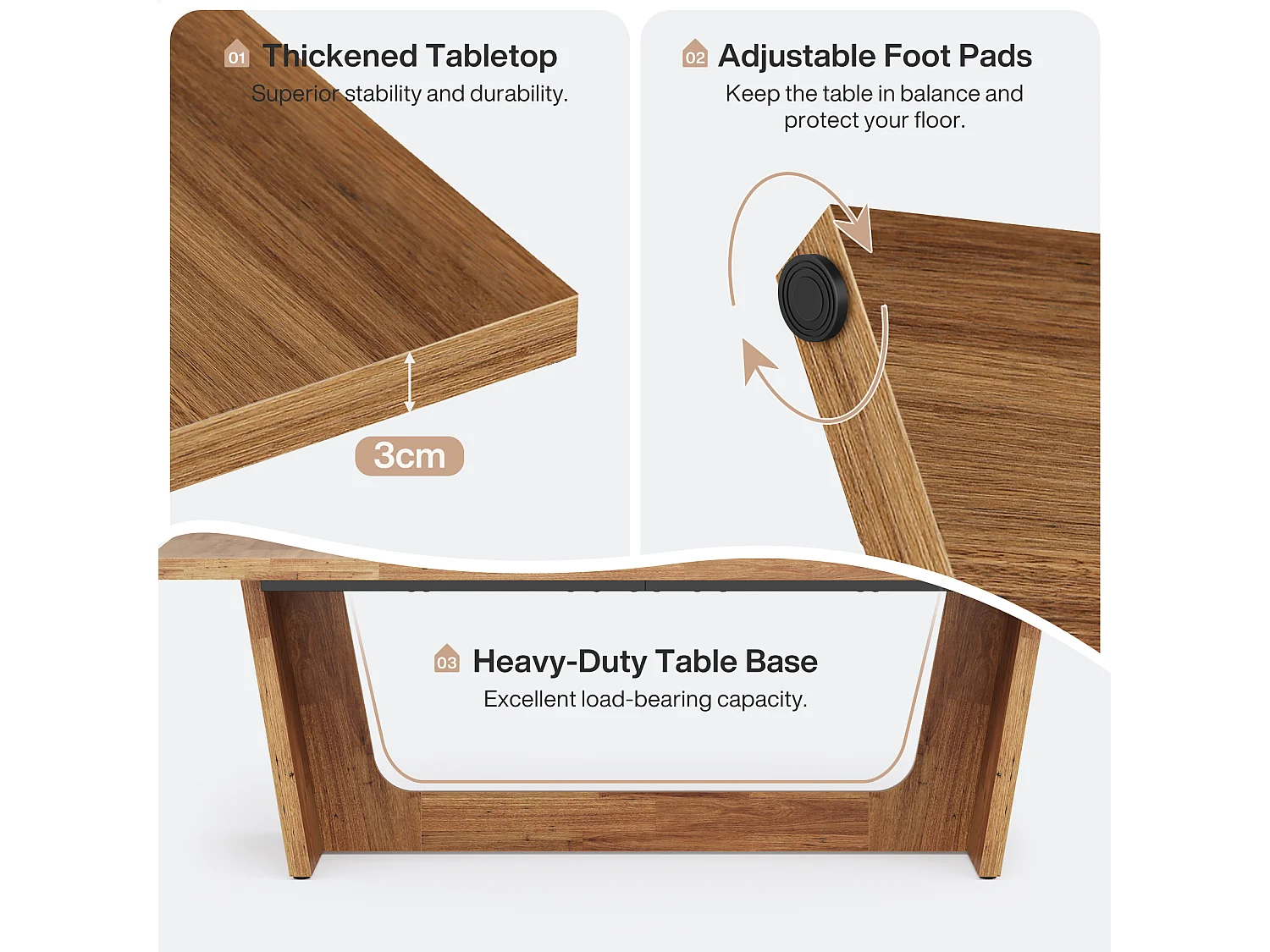 Bureau d'ordinateur 180 cm, table d'étude/écriture de style industriel simple, grand poste de travail, mobilier professionnel