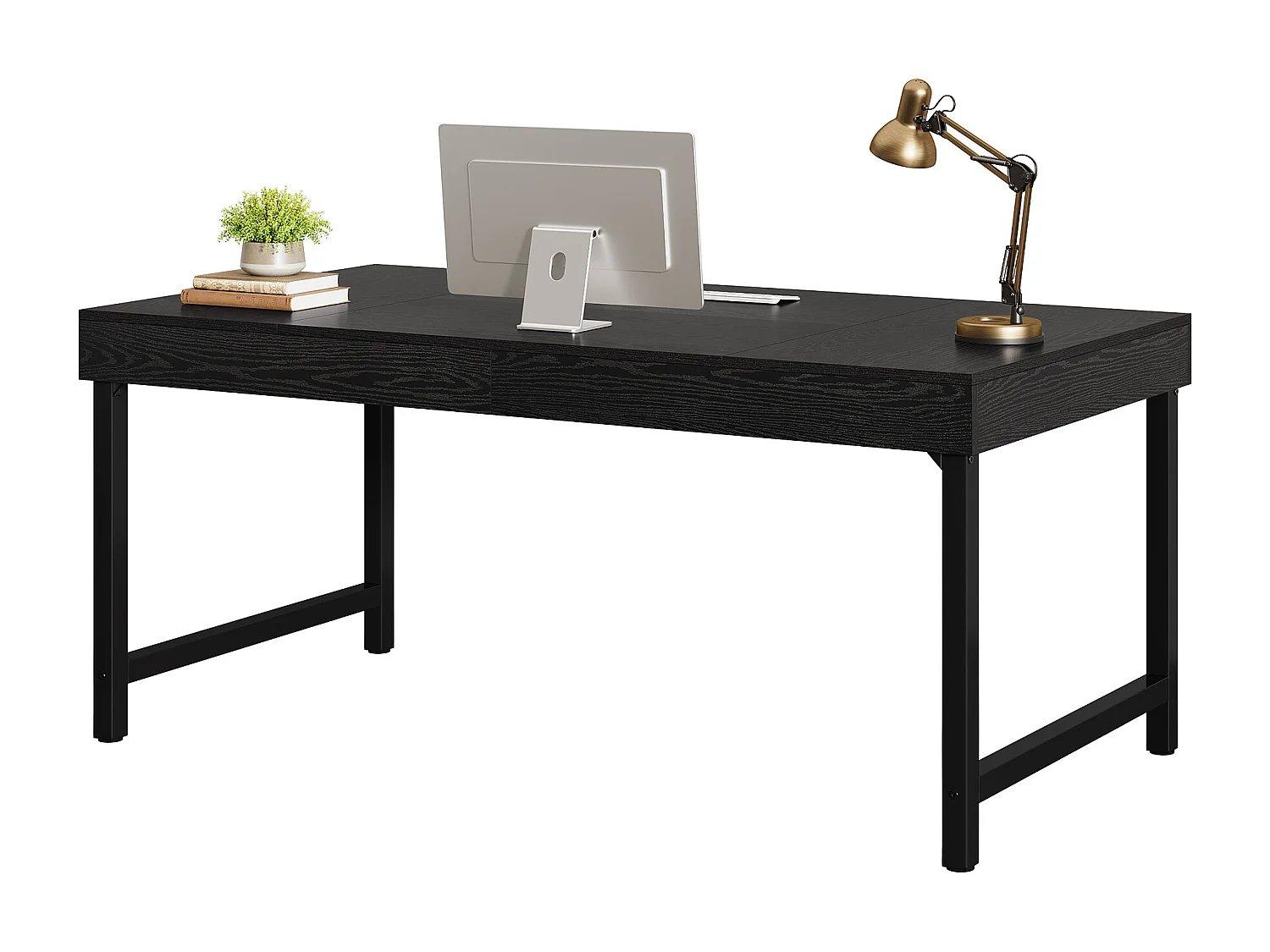 Bureau de direction de 140 cm pour bureau à domicile, bureau d'ordinateur portable rustique et simple avec pieds en métal robustes