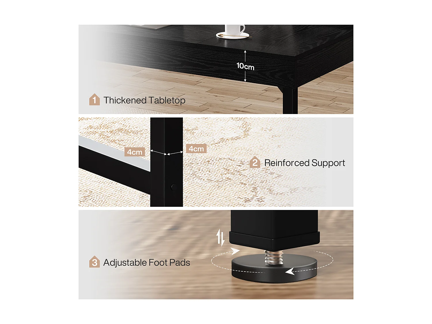 Bureau de direction de 140 cm pour bureau à domicile, bureau d'ordinateur portable rustique et simple avec pieds en métal robustes