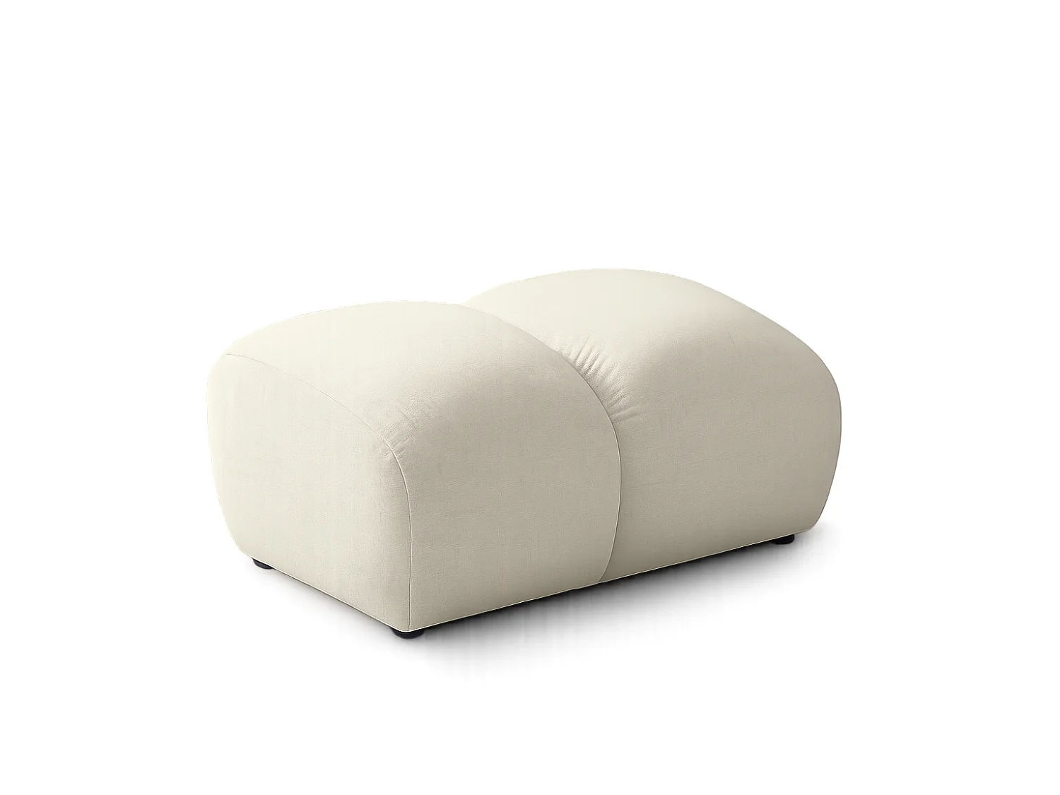 Lounge Hocker SAVIO – Stoff Puente 03 Cremeweiß – 90x70 cm – Design Sitzpouf mit Premium HR-Komfort