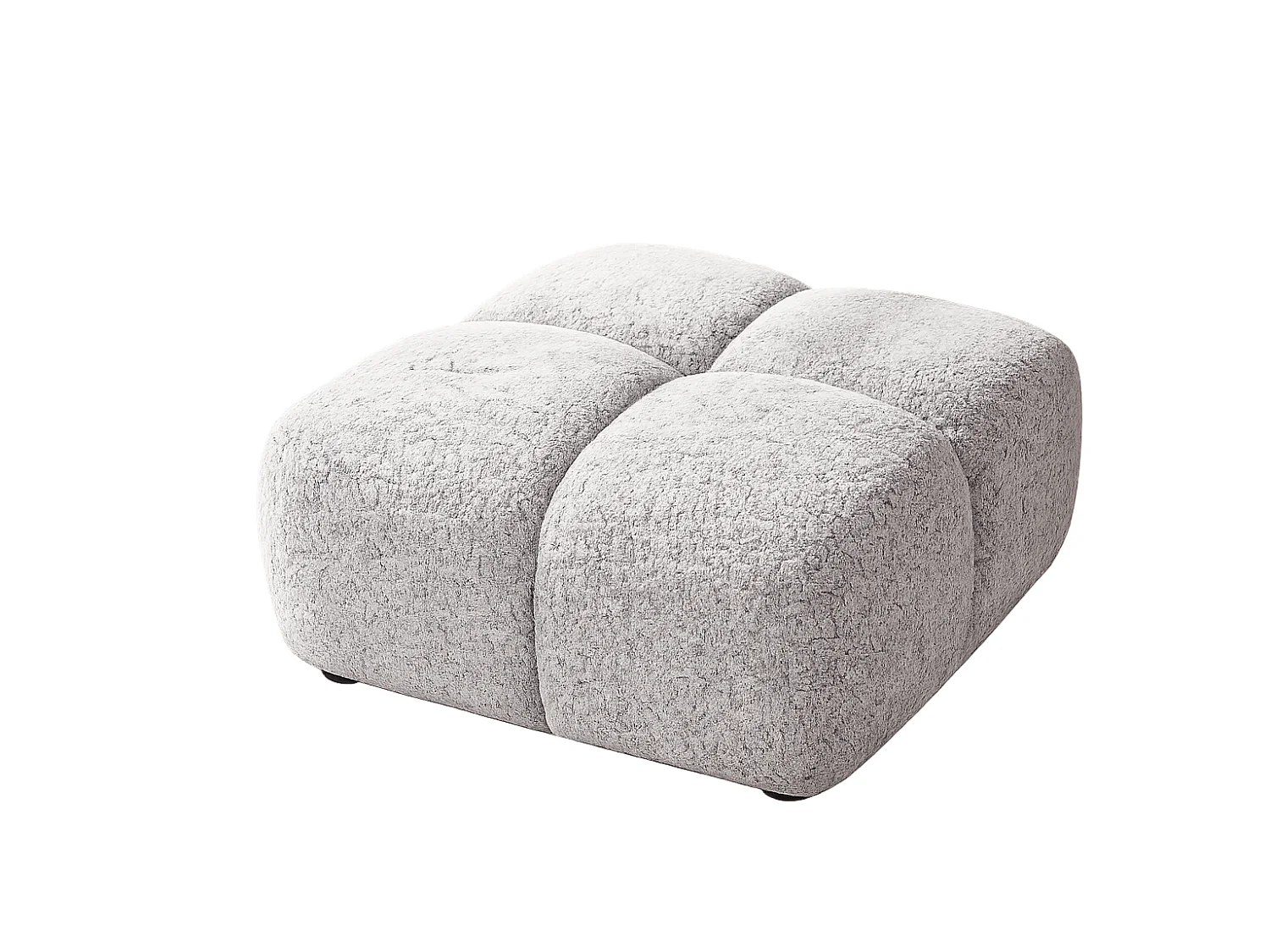 Designer Pouf / Polsterhocker ALVERO 88x88 cm – Puente Beigegrau 09 – Premium Strukturstoff – HR-Schaum