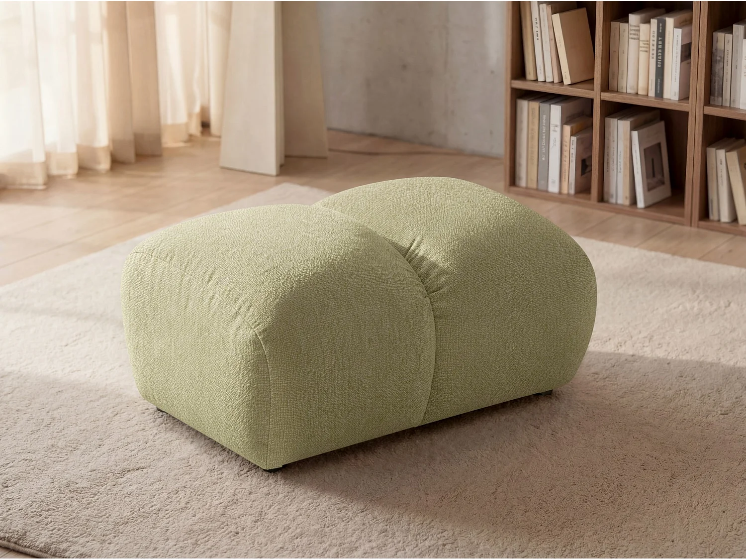 Lounge Hocker SAVIO – Stoff Puente 41 Senfgelb– 90x70 cm – Design Sitzpouf mit Premium HR-Komfort