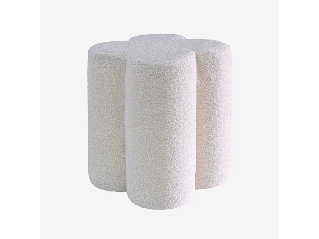 Pouf trifoglio in bouclé, bianco