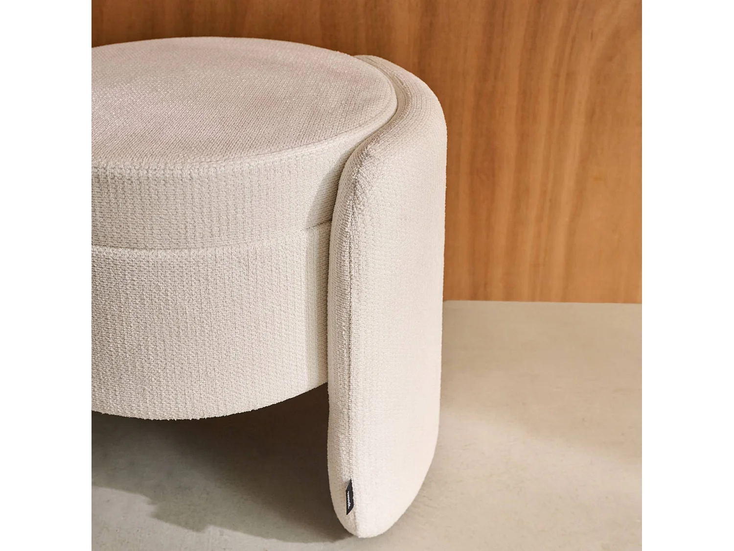 Puff de tela con almacenaje contemporáneo blanco