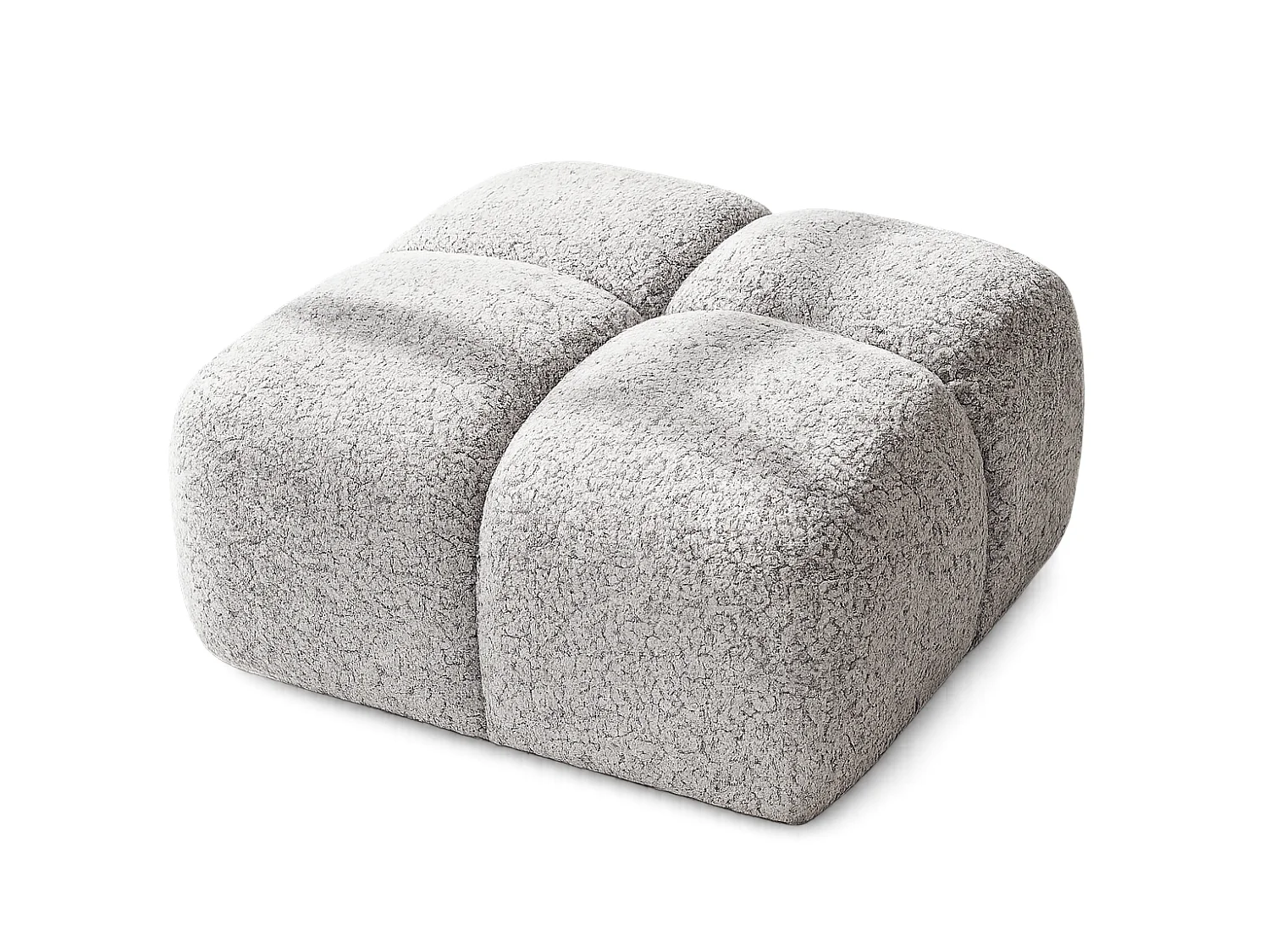 Designer Pouf / Polsterhocker ALVERO 88x88 cm – Puente Hellgrau 06 – Premium Strukturstoff – HR-Schaum
