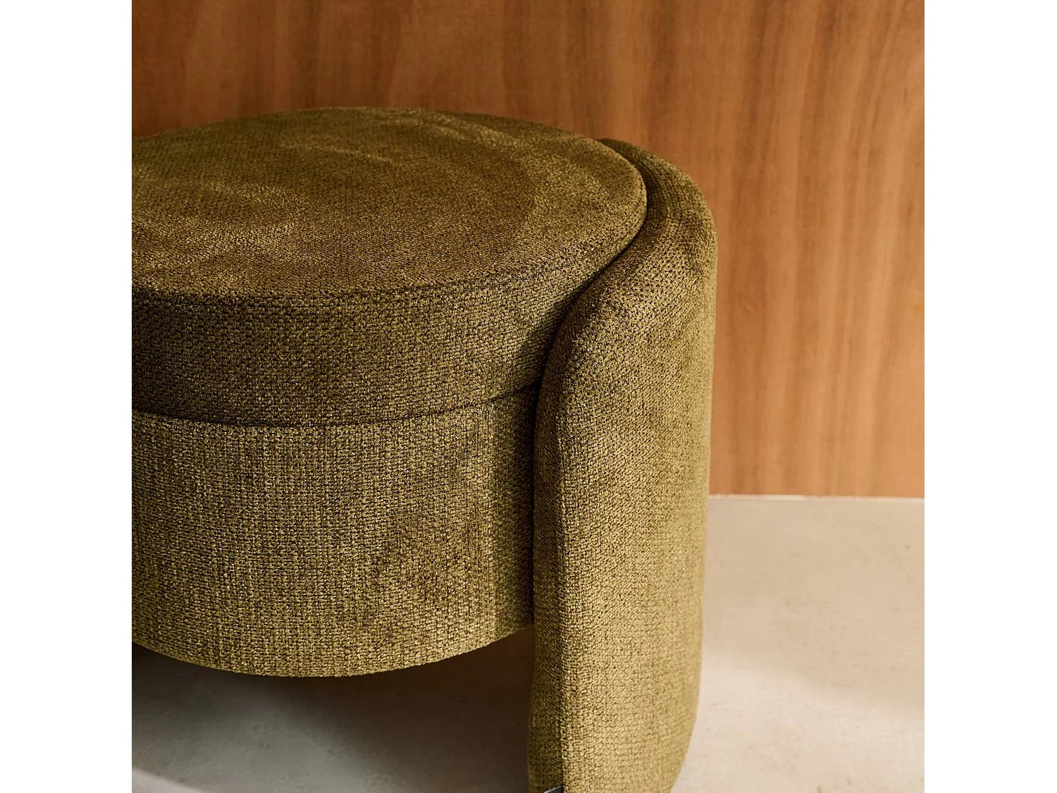 Tabouret coffre contemporain tissu kaki. L 53 x P 43 x H 45cm - Kalo