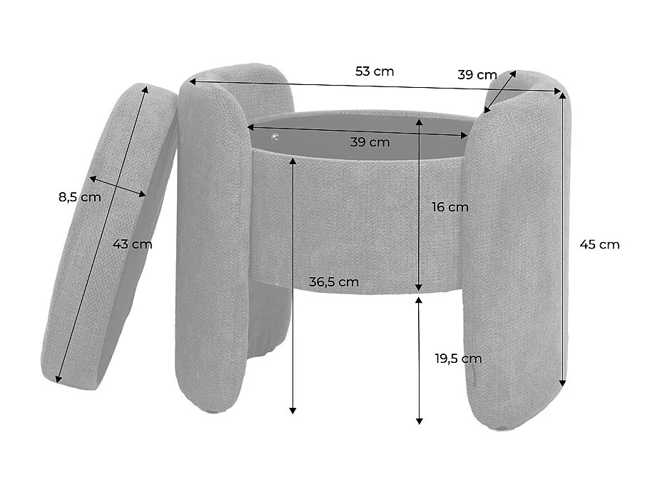 Tabouret coffre contemporain tissu kaki. L 53 x P 43 x H 45cm - Kalo