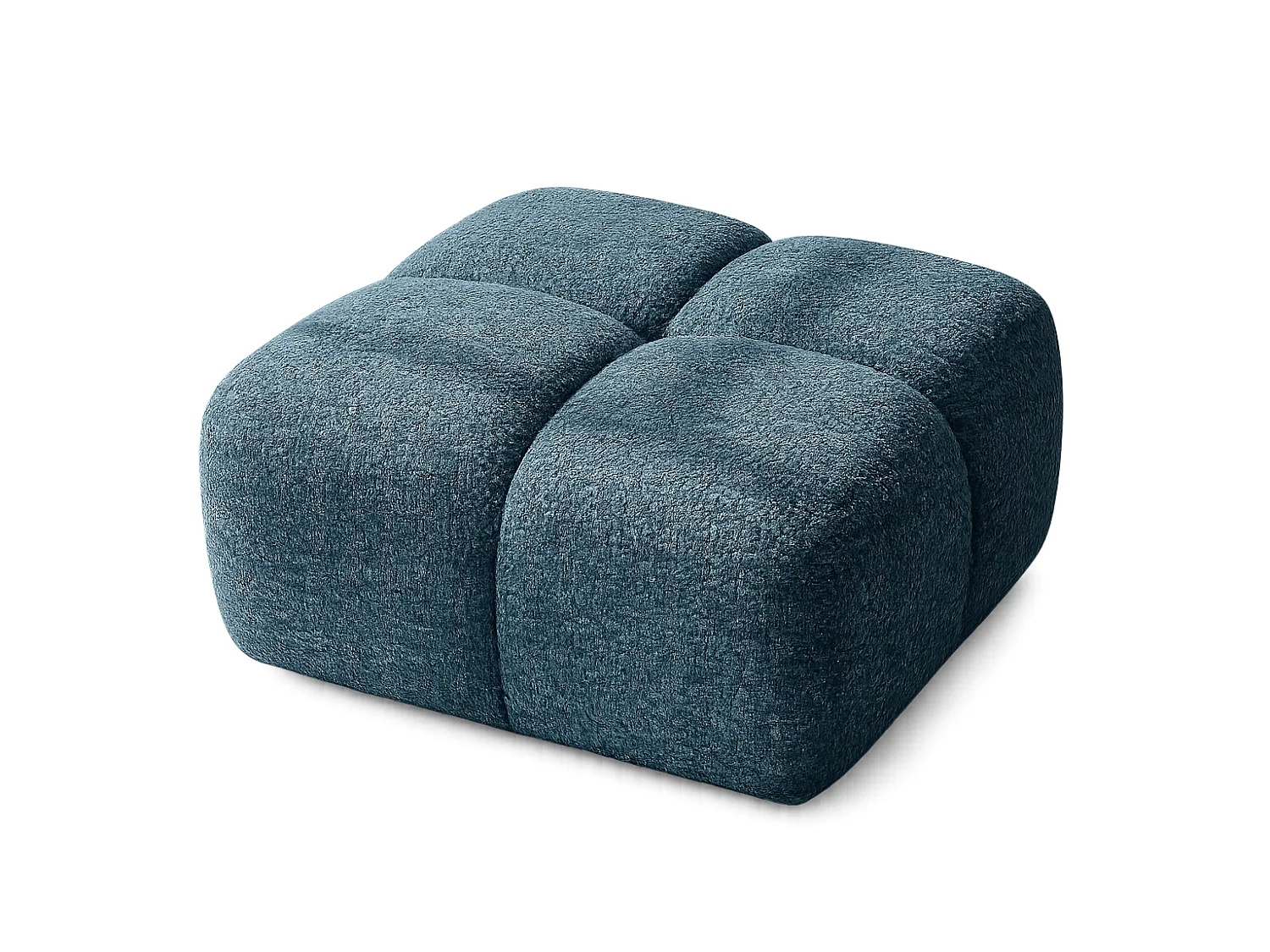 Designer Pouf / Polsterhocker ALVERO 88x88 cm – Puente Petrolblau 39 – Premium Strukturstoff – HR-Schaum