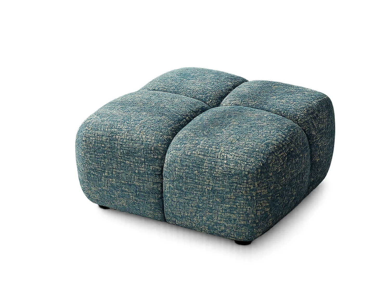 Designer Pouf / Polsterhocker ALVERO 88x88 cm – Puente Dunkelgrün 37 – Premium Strukturstoff – HR-Schaum