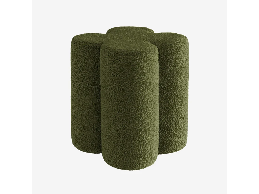 Pouf trifoglio in bouclé, verde kaki