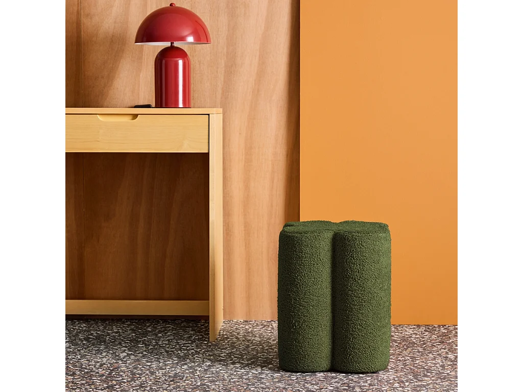 Pouf trifoglio in bouclé, verde kaki