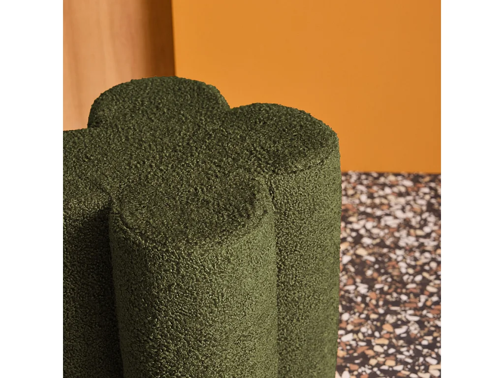 Pouf trifoglio in bouclé, verde kaki