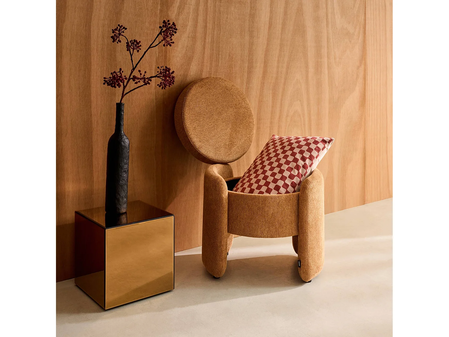 Tabouret coffre contemporain tissu rouille. L 53 x P 43 x H 45cm - Kalo