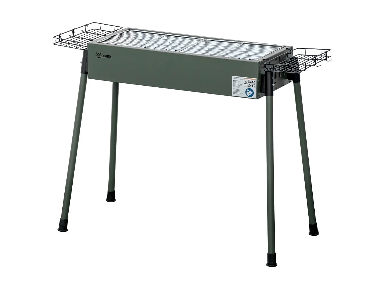 Barbecue à charbon portable Outsunny avec paniers à épices et crochets