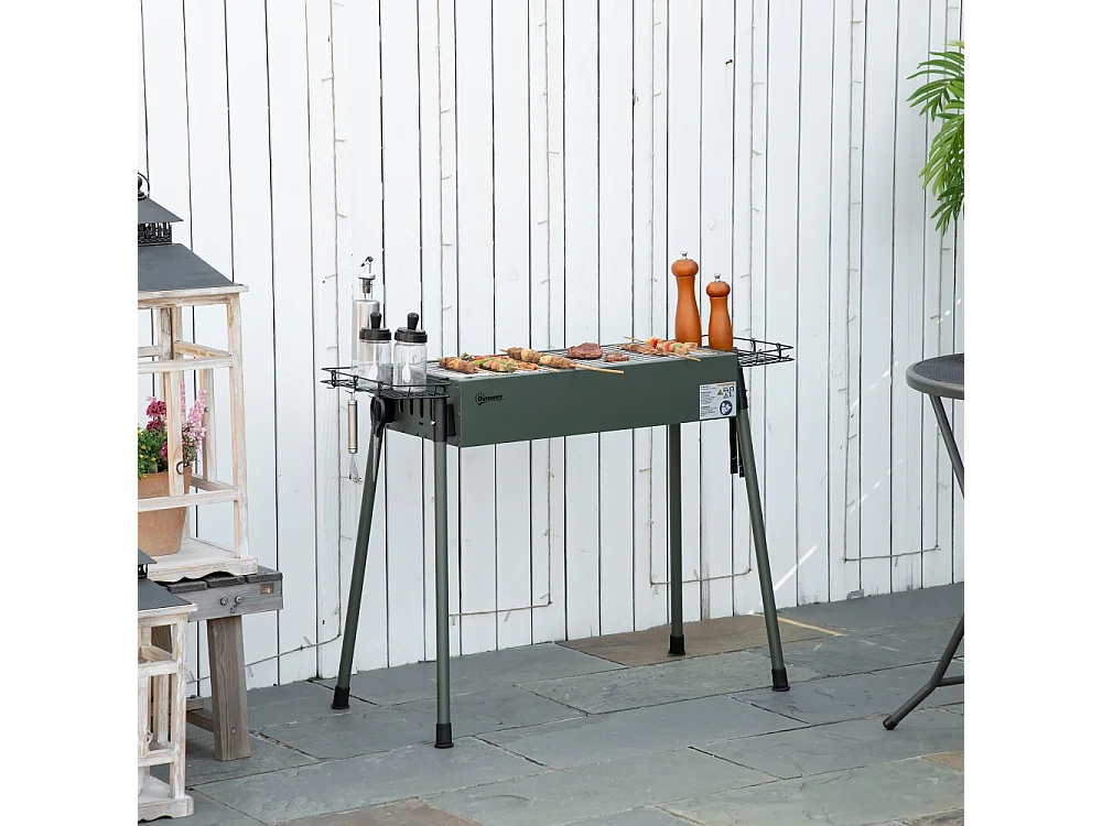 Barbecue à charbon portable Outsunny avec paniers à épices et crochets