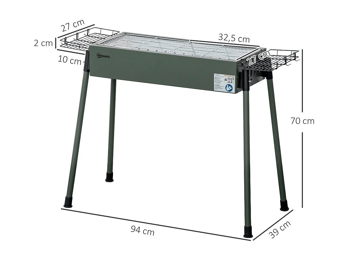 Barbecue à charbon portable Outsunny avec paniers à épices et crochets