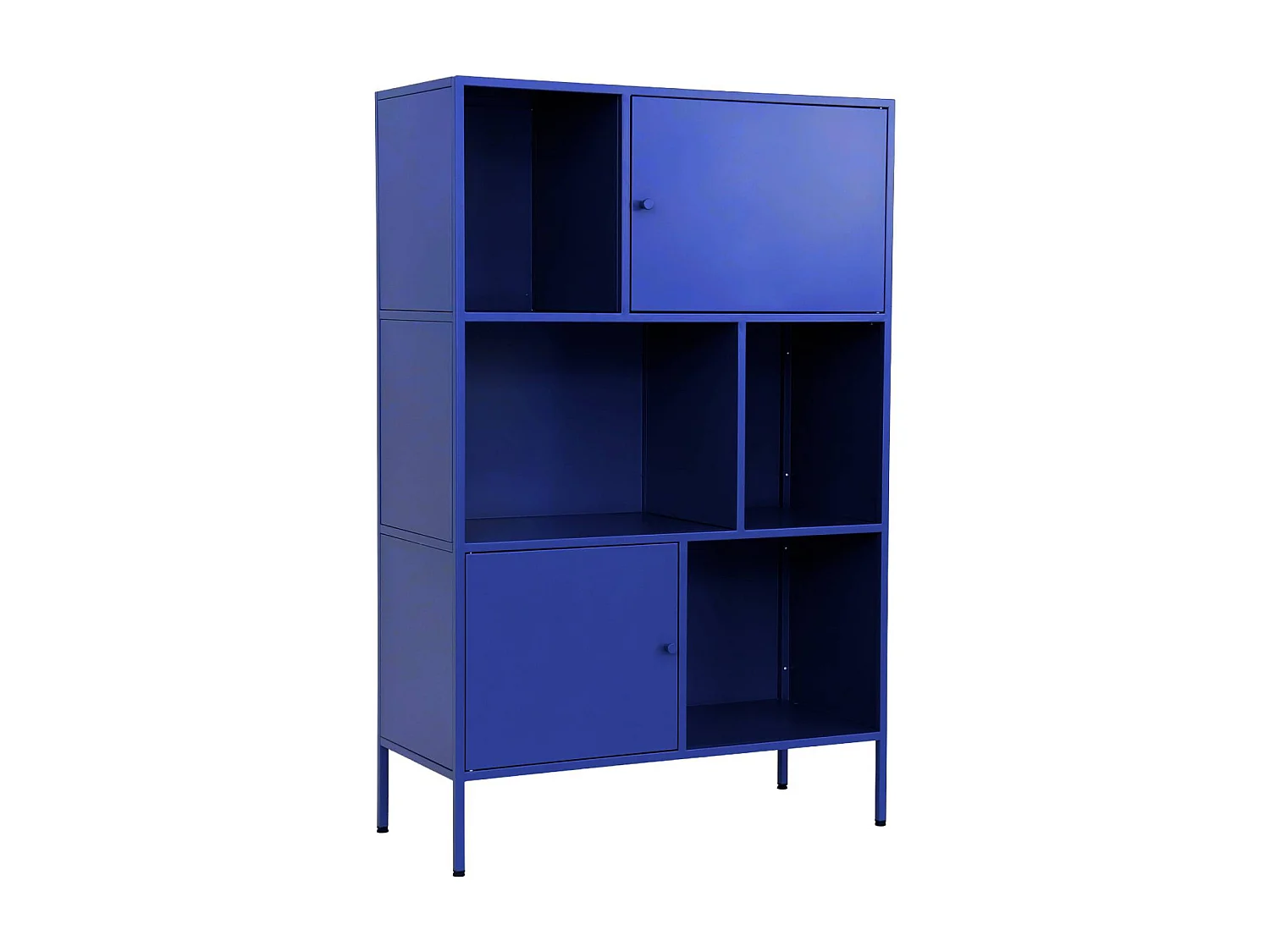 Buffet. meuble de rangement industriel métal bleu 6 compartiments. L 80 x P 35 x H 125cm - Oklahoma