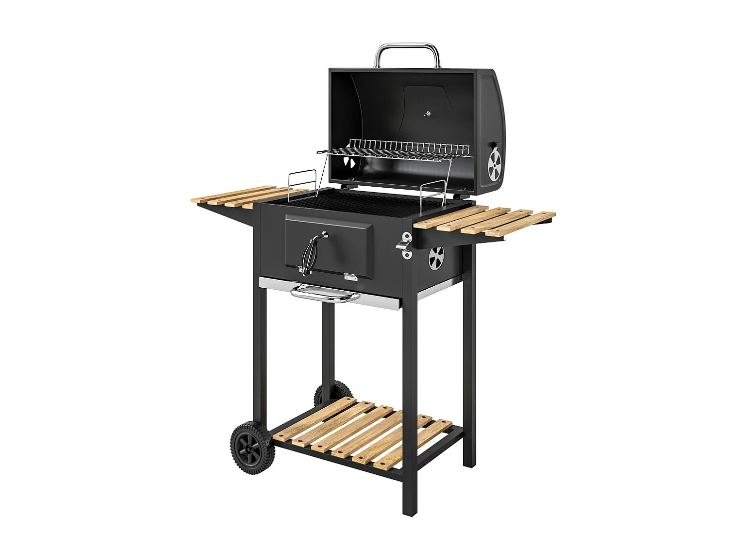 Barbecue charbon de bois réglable en hauteur avec grille