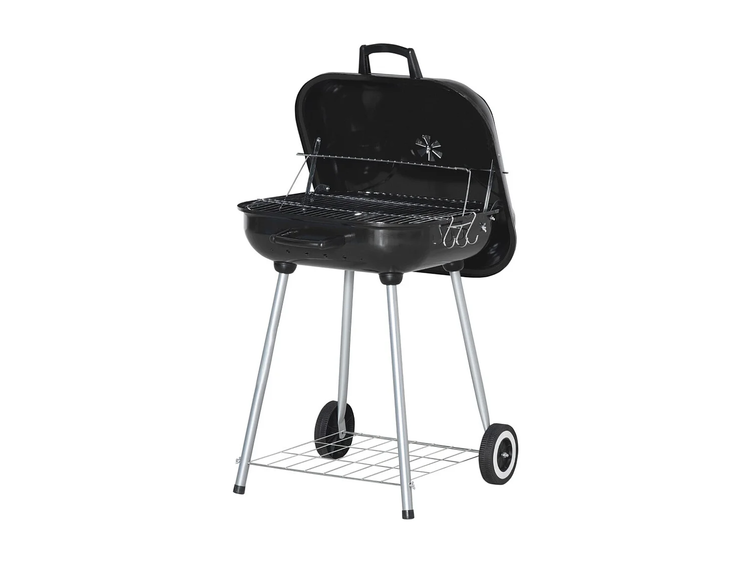 Outsunny Barbecue à charbon portable avec 2 roues et accessoires de cuisson