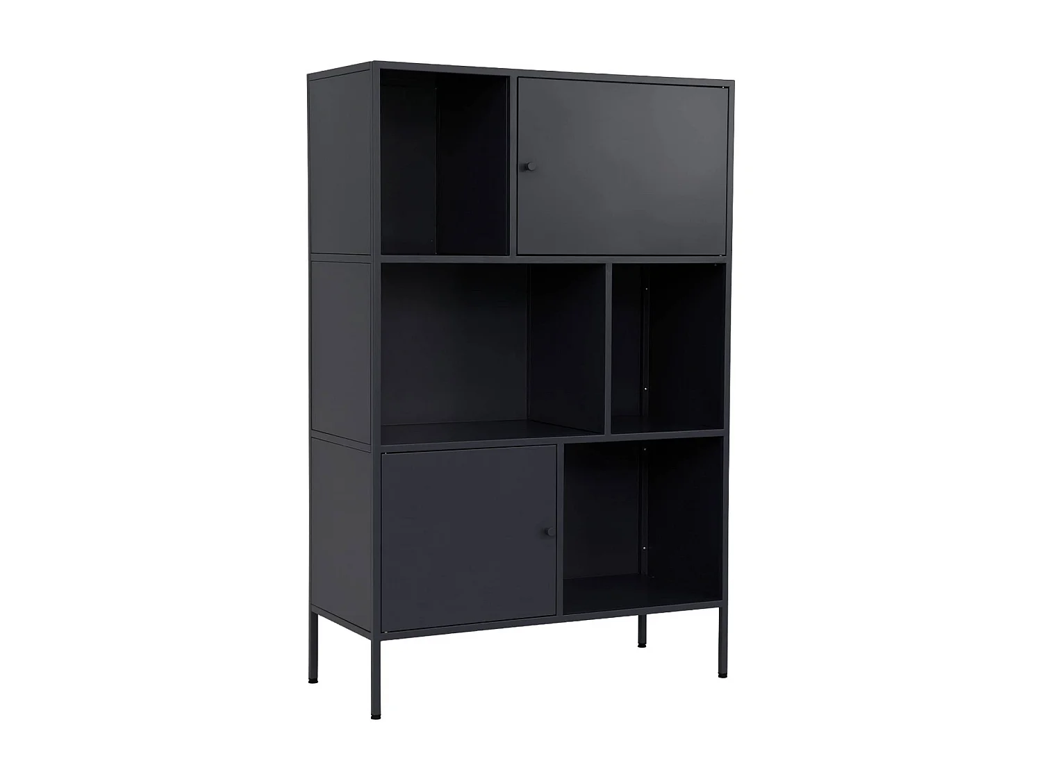 Credenza industriale in metallo con 6 scomparti, nero
