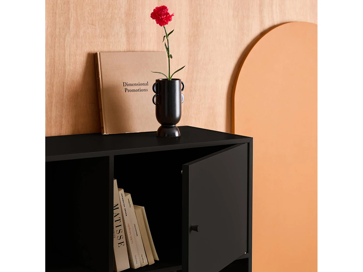 Credenza industriale in metallo con 6 scomparti, nero